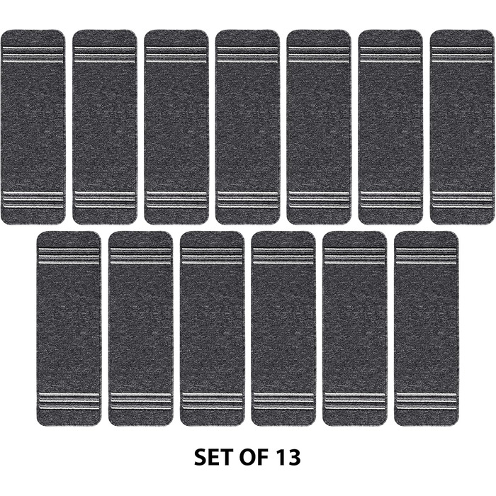 Сходинки CAMILSON Нековзні килимові накладки для використання всередині та зовні приміщень Чохли для сходів для домашніх тварин (комплект з 13 шт. , темно-сіра лінія)