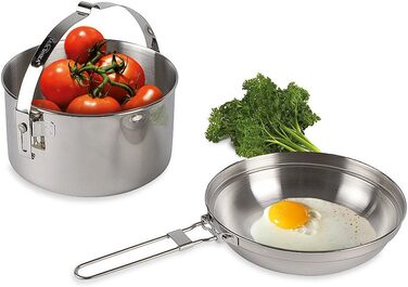 Чайник Tatonka для кемпінгу - каструля та сковорідка з нержавіючої сталі - з підвісною ручкою - підходить для використання на вогні, срібний, 2,5 літра, одинарний