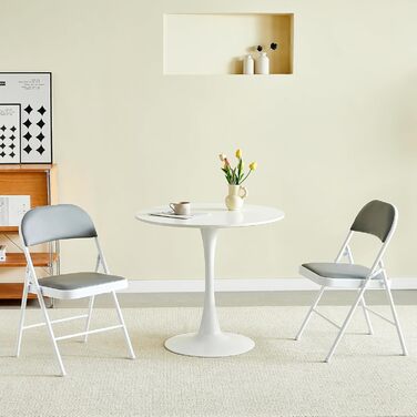 Розкладне крісло mcc direct, розкладне крісло зі штучної шкіри з металевим каркасом та м&39яким сидінням, легко складається та зберігається для дому, офісу, їдальні та приймальні, комплект з 2 шт. (сірий)