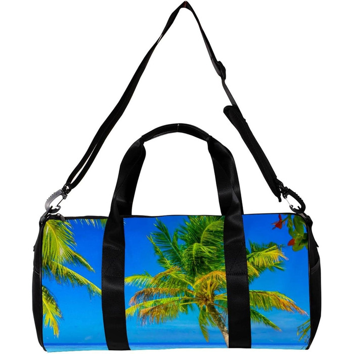 Спортивна сумка, маленька дорожня сумка, сумка для йоги, пляжу, фітнесу на природі, ручна поклажа. Сумка з дизайном Пальма та море.