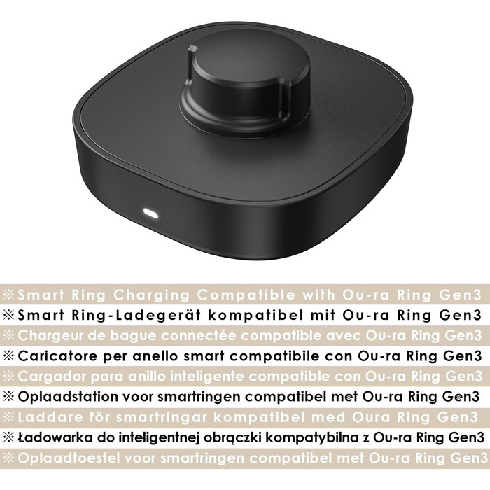 Розумний зарядний пристрій Smart Ring розміру 11 сумісний з нашим Ring Gen3, док-станція для швидкої зарядки, включаючи кабель USB-C, зарядний пристрій для розмірів 6/7/8/9/10/11/12/13