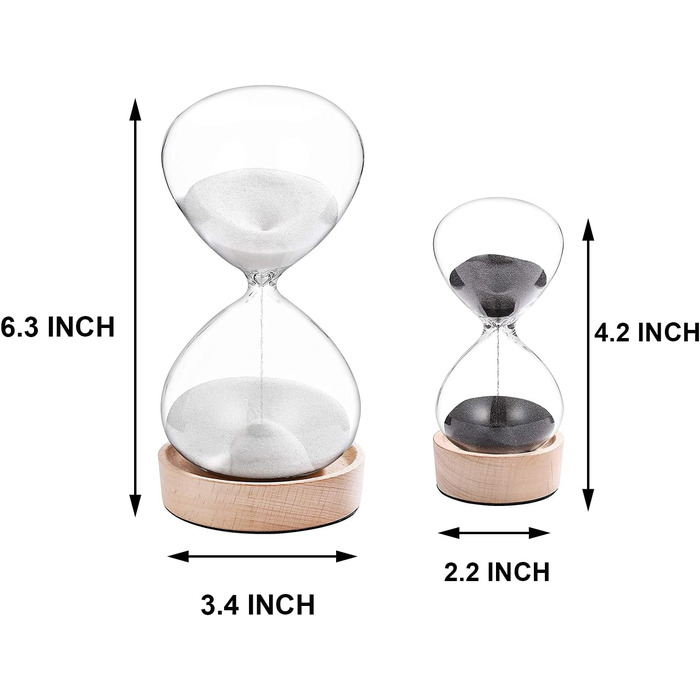 Пісочний годинник SuLiao для Uten, Поворотний на 720, Старовинний білий пісочний годинник, Вінтажний пісочний годинник 1 Hora Reloj de Arena, Великий метал, Пісочне скло, Офіс, Письмовий стіл, Дім, Весільне оформлення (Чорний, ЧОРНИЙ-30 хв і БІЛИЙ-5 хв)