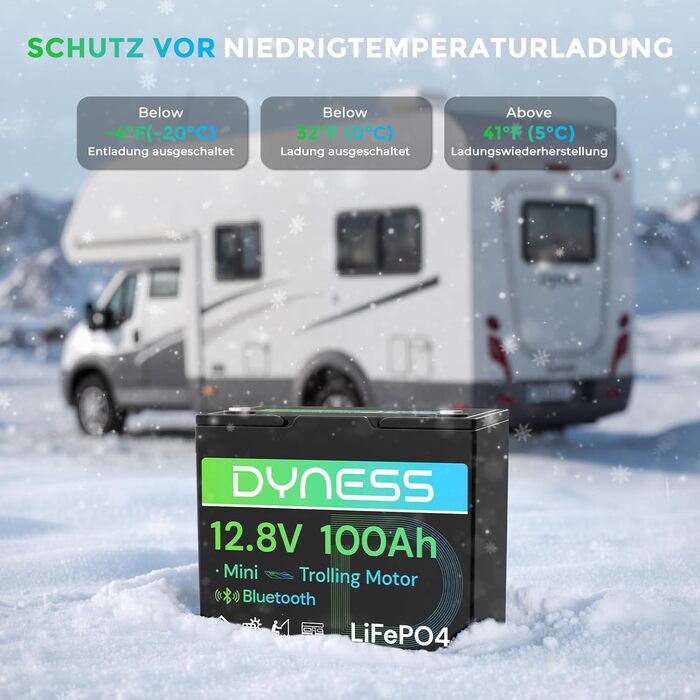 Літій-іонний акумулятор LiFePO4 12V 100Ah з Bluetooth Mini та 100A BMS, макс. 15000 циклів, 12V глибокого циклу літій-залізо-фосфатний акумулятор для караванів, сонячних систем для дому, човнів 12V 100Ah Mini Bluetooth