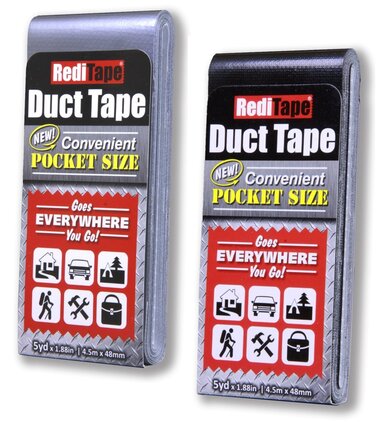 Клейка стрічка Tasche, 2 шт., упаковка 4,8 см x 5 метрів, плоска упаковка, 1,88 дюйма завширшки x 5 ярдів завдовжки x 0,55 дюйма завтовшки, сріблясто-чорна