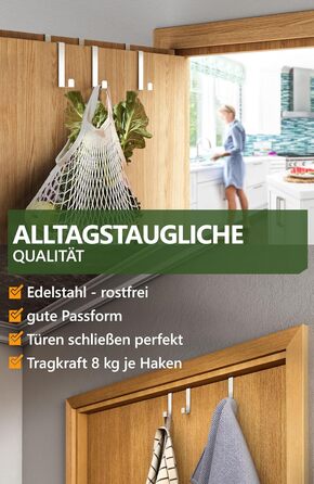 Дверні гачки 4smile - набір з 10 шт. , білі - дверні гачки з нержавіючої сталі для підвішування всередині, складні двері дверні га