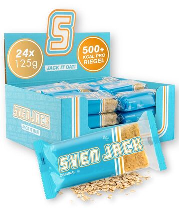 Вівсяний батончик Sven Jack (Енергетичний торт) Оригінальний 24 шт. 125 г I Оригінальний енергетичний батончик з вівсяних пластівців I Веганський вівсяний батончик I Довголанцюгові вуглеводи з низьким вмістом цукру I Низькокалорійний батончик I Батончик м