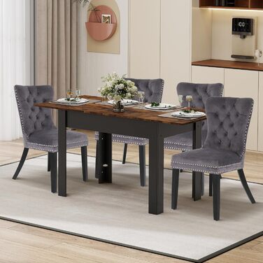 Розсувний обідній стіл ARTETHYS 105/150x70 см, кухонний обідній стіл в індустріальному стилі, прямокутна стільниця для 4-6 осіб, дерев&39яний стіл з металевими ніжками, стіл для їдальні, кухні, вітальні 105-150x70 см