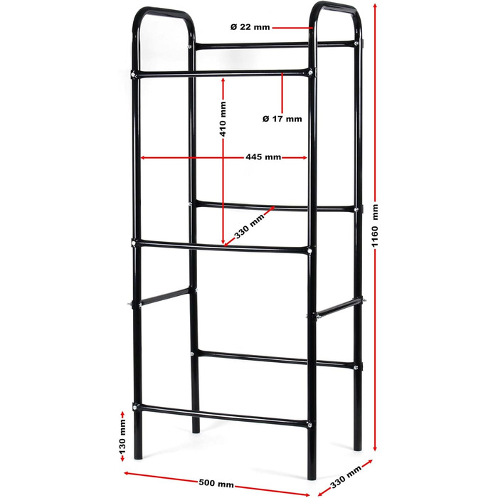 Стелаж для напоїв Wiltec на 3 ящики, сталевий стелаж для ящиків, 50x33x116 см, 20 кг на полицю