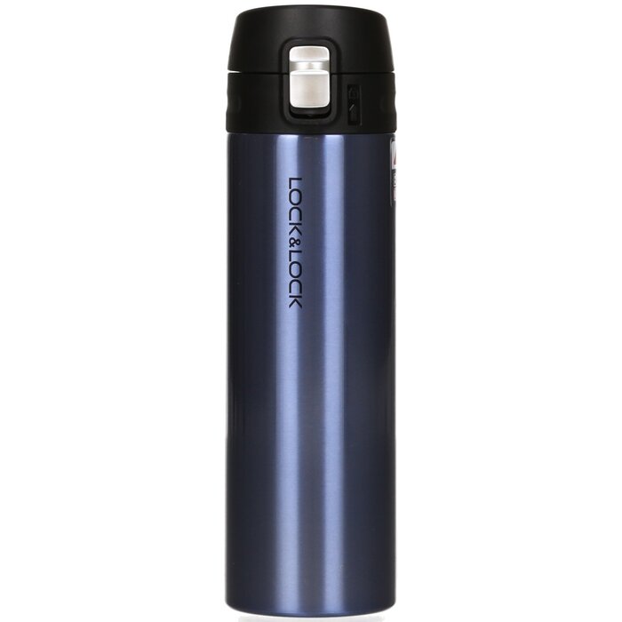 Пляшка для води з нержавіючої сталі LOCK & LOCK - НОВА ЛЕГКА ВАКУУМНА ПЛЯШКА FEATHER LIGHT - Термос для однієї руки - Вакуумна ізольована пляшка для кави, чаю тощо 500 мл сапфірово-блакитного кольору