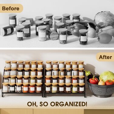 Рівнева металева підставка для спецій Jolitac, кухонна підставка для спецій, не потребує свердління, органайзер для спецій для кухні, шафи, комори, стільниці, 4-