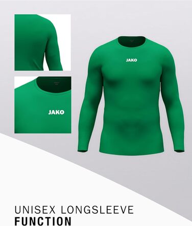 Футболка JAKO Function з довгим рукавом унісекс, розмір L, зелена