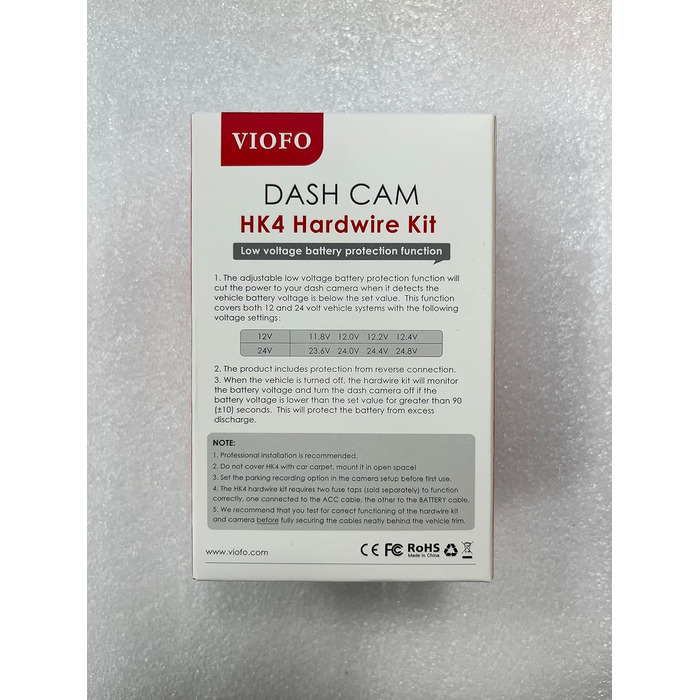 Комплект жорсткого дроту VIOFO HK4 Acc тільки для серій T130 / A119 Mini 2 / WM1 / A229, активує режим паркування і захист від низької напруги