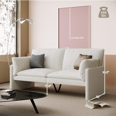 Місний диван UNIONLINE, розкладний диван шириною 172 см, сучасний двомісний диван з плюшевим принтом, 2-3 місця для вітальні, спальні, квартири, домашнього офісу, білий 3-місний диван, шириною 172 см, тканина плюшевий принт, шириною 172 см, білий, 3-