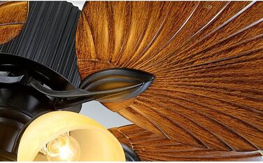 Стельові вентилятори в тропічному стилі зі скляним абажуром у формі квітки та лопаттю вентилятора у формі листка 52 старовинні сте