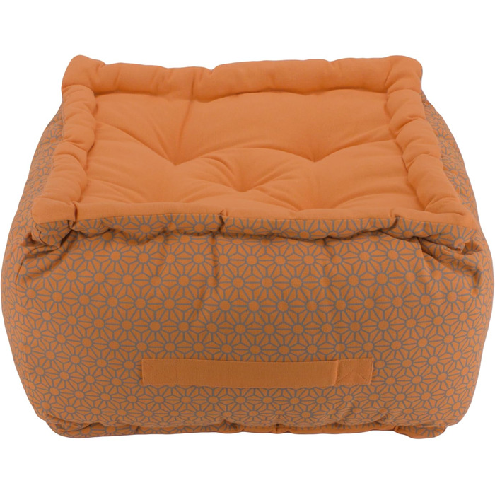 Товста підлогова подушка Lara - Висота 20-25 см - Пуф - Оттоманка - Табурет - 40x40x25 см - 100 бавовна (Захід сонця/Персик) Захід сонця / Персик