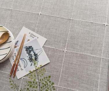 Бавовняна лляна скатертина для квадратних столів суцільна решітка вишивка чохол на стіл для кухні обідній стіл прикраса (135x135 с