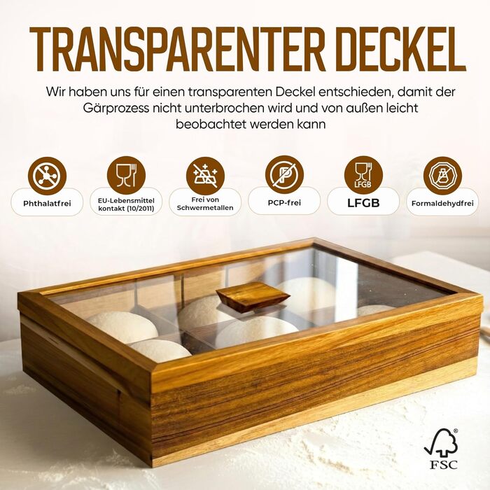 Дерев&39яна коробка для тіста для піци з лопаткою з акації 403010 см Коробка для розстойки та коробка для тіста Прозора кришка (1 коробка для тіста для піци)