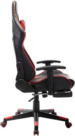 Ігрове крісло з підставкою для ніг, офісне крісло, ігрове крісло, письмове крісло, обертове крісло, чорно-червона штучна шкіра