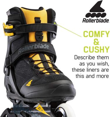 Роликові ковзани Macroblade 100 3WD чоловічі фітнес, чорно-шафраново-жовті, Performance Inline Skates 9 BLACK/SAFFRON YELLOW