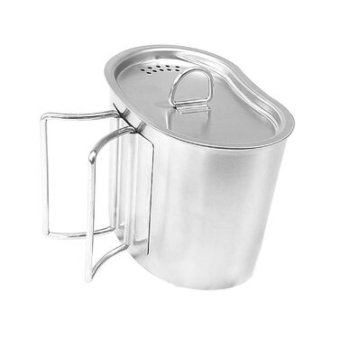 Кемпінгова кружка зі складною ручкою, 700 мл, кружка з нержавіючої сталі з кришкою, для активного відпочинку, кемпінгу, походів та пікніків