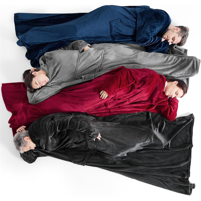 Ковдра BEDSURE з рукавами, м&39яка ковдра - різдвяні подарунки для жінок та чоловіків, тепла ковдра з рукавами та ковдра для дивана для дорослих, пухнаста ковдра на все тіло, портативна ковдра, 150x200 см сірого кольору