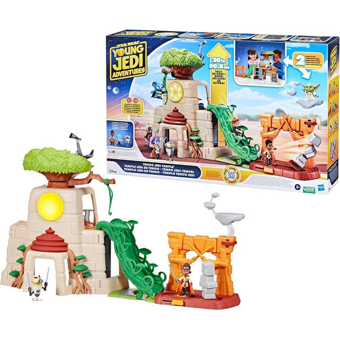 Ігровий набір Hasbro Star Wars Храм Джедаїв на Теноо, висота 50,5 см, зі світловими та звуковими ефектами, 2 фігурки, для дітей від 3 років, HQ PLAYSET