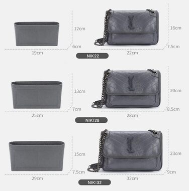 Вставка-органайзер для сумки Lckaey для NiKi22 28 32 Вставка для фінішної обробки сумки 3008black-28 Чорна 9.84*2.75*5.1in