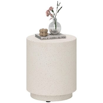 Круглий приставний столик/тумбочка HOMCOM з бетонним виглядом, журнальний столик з підставками для ніг, столик для вітальні, столик-диван, журнальний столик для вітальні/спальні, Ø37 x 43 см, кремово-білий