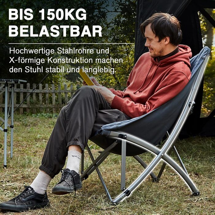 Розкішний складний кемпінговий стілець EVER ADVANCED, м&39який 6 см, вантажопідйомність 150 кг, невеликий розмір у упаковці, надзвичайно висока спинка, портативний складний стілець для кемпінгу, саду, балкону, пікніка, використання в приміщенні