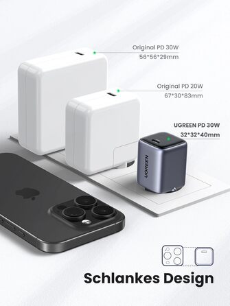 Сумісний з iPhone 16 Pro Max, 16 Plus, 16, 15 Pro, 14, Galaxy S24 Ultra, S23, iPad, Tab A8, Pixel, HomePod (чорний), 30W USB C Pow
