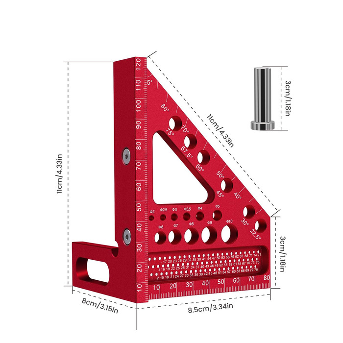 Столярний кутник, металевий кутник, металевий трикутник, преш, слюсарний кутник, транспортир, розмічальний інструмент, деревообробний кутник для точної розмітки та креслення