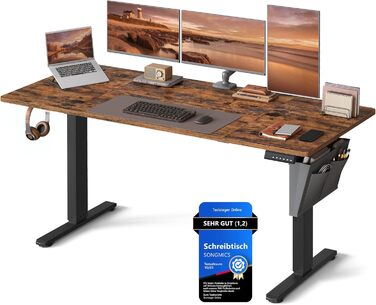 Електричний письмовий стіл SONGMICS з регульованою висотою, 160 x 70 см, безступінчасте регулювання, функція пам&39яті з 4 рівнями висоти, вінтажний коричневий LSD136K01 160 x 70 см вінтажний коричневий