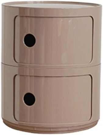 Кругла тумбочка для ліжка, контейнер з 2/3/4 відділеннями, сучасна тумбочка з шухлядами та розсувними дверима, для спальні, багаторівнева пластикова тумбочка, модуль для зберігання, комод кольору кмину, 2 рівні, 2/3/4