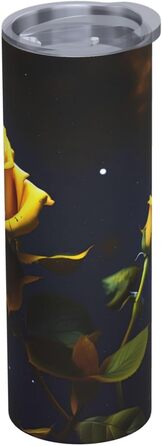 Кухоль з прямою трубочкою, 590 мл, жовті троянди, зоряна ніч, принт, дорожній кухоль, підходить для кемпінгу, офісу та дому