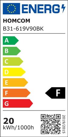 Стійка LED-лампа HOMCOM з скляною полицею, 3 рівні яскравості, ножний вимикач, чорна