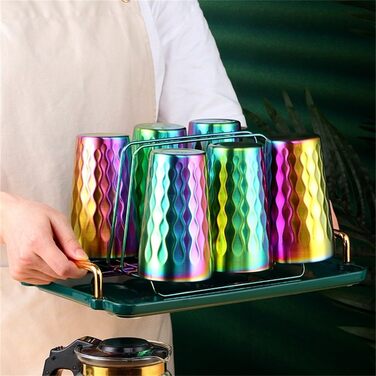 Двостінні чашки для води з нержавіючої сталі, 330 мл, штабельовані, ізольовані, для кемпінгу та використання на природі, срібні, 6 шт.