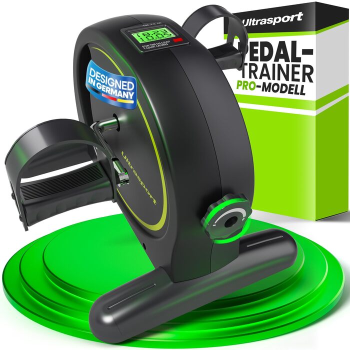 Домашній тренажер Ultrasport Pedaltrainer з протиковзальним килимком та ременем CE сертифікований, ультратихий тренажер для рук та ніг Deskbike, мінівелосипед для офісу та дому, зелений, Mini Bike 150