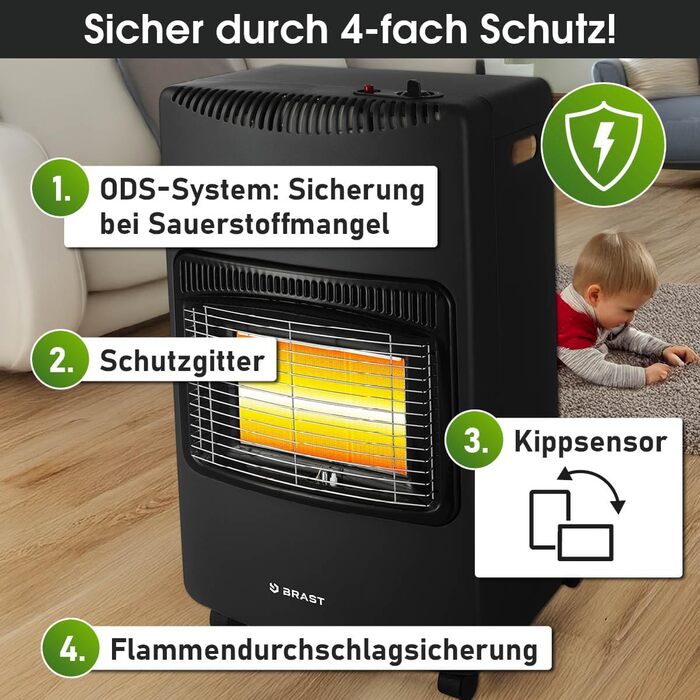 Газовий обігрівач BRAST Керамічний вулкан 4200 Вт 3 режими нагріву У комплекті захисний чохол, регулятор тиску зі шлангом та індикатор рівня заповнення Складаний та портативний Для газових балонів до 15 кг Газовий обігрівач, радіаційний обігрівач