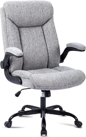 Ергономічне офісне крісло, комп&39ютерне крісло, стілець для роботи, обертове робоче крісло з відкидними підлокітниками, регульоване по висоті, зручне для офісу, дому, ігор (сіра тканина)