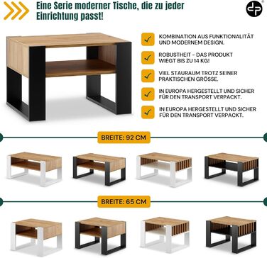 Журнальний столик для дивана Невеликий журнальний столик з чорного дуба з місцем для зберігання Сучасний журнальний столик Журнальний столик Невеликий столик Журнальний столик шириною 65 см Міцний журнальний столик з чорного дуба