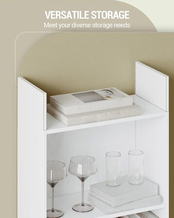 Книжкова полиця Hzuaneri, полиця, окремостояча полиця, офісна полиця, з 6 відділеннями, відкрита, для вітальні, кабінету, офісу, як роздільник кімнати, 24 x 48 x 170 см, біла 01103XBC Білий 24 x 48 x 170 см