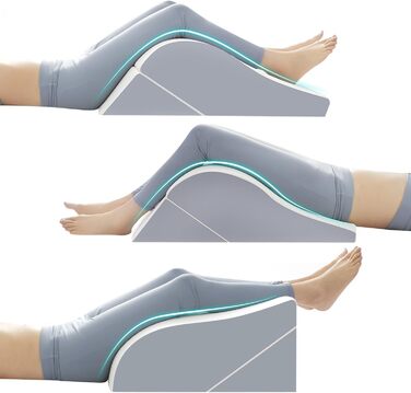 Клиноподібні подушки для ніг для сну, клиноподібні подушки для ніг після операції з ендопротезування коліна, клиноподібні подушки для ніг для підняття, щоб зменшити набряк та покращити кровообіг, регульована висота 3-в-1 пінопластова подушка-клин, білий к