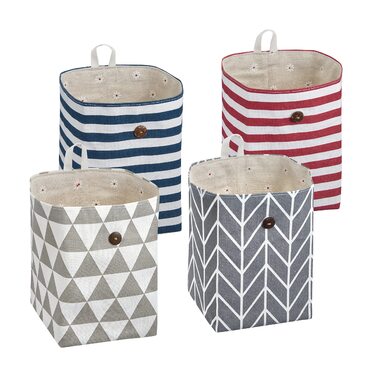 Підвісний кошик для зберігання - комплект з 4 шт. - тканинні кошики з підкладкою - ідеальний кошик для домашнього офісу, коридору, ванної кімнати, органайзер для кемпінгу - 12 x 12 x 17 см (Д x Ш x В)