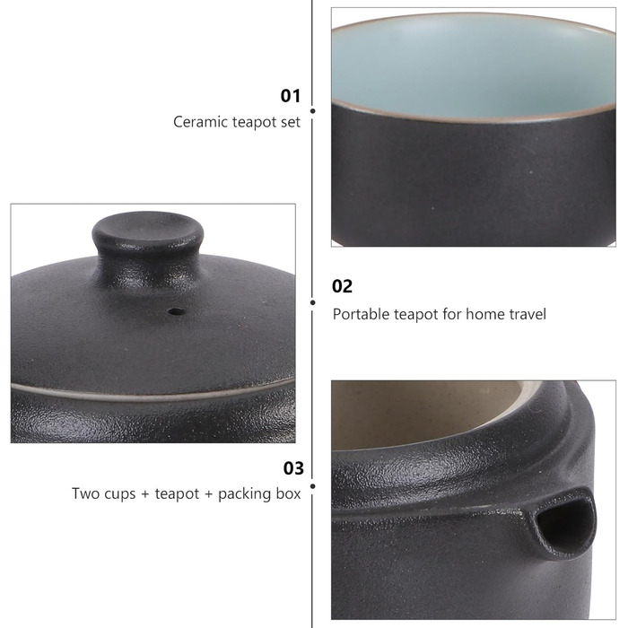 Чайний сервіз Кунг-Фу з кераміки у кейсі, 2 чашки. Портативний дорожній набір для любителів чаю вдома та в подорожі