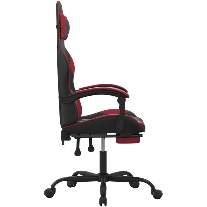 Геймерське крісло з підставкою для ніг, обертове, чорно-бордове, штучна шкіра, регульована спинка та висота, обертання на 360 градусів, зручні подушки для голови та попереку, міцний металевий каркас, 36,5 x 42 см (Ш x Г), чорно-бордове