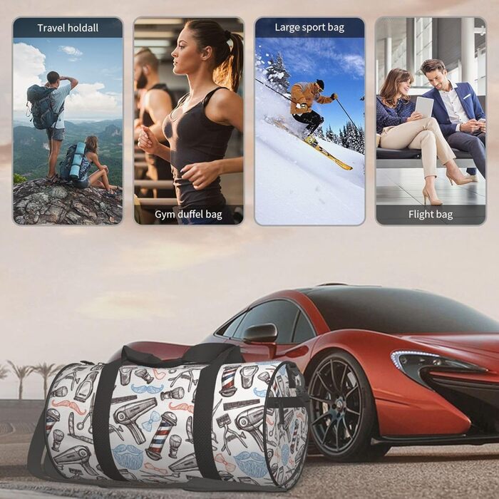 Спортивна сумка-мішок для подорожей, перукарські аксесуари, з принтом, сумка на ніч, чорна, універсальний розмір, дорожня сумка