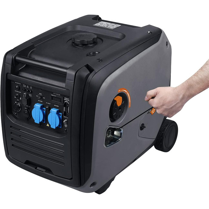 Генератор струму revolt Бензиновий інверторний генератор, 4000 Вт, 2 x 230 В, 1 x 12 В, 2 x USB, 12 л (Інверторний генератор струму, бензин, живлення)