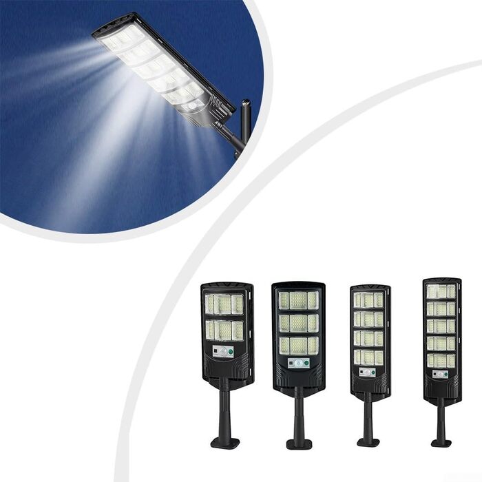 Розумний сонячний світлодіодний вуличний світильник з датчиком руху, дистанційним керуванням та автоматичним увімкненням світла, всепогодна конструкція IP65 для тривалого використання (263 мм)