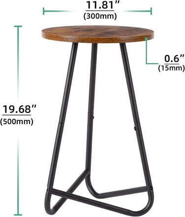 Кругла підставка для рослин HDANI 50 см, підставка для квітів, полиця для рослин з дерева та металу, сучасна полиця для кімнатних рослин для вітальні, балкону та офісу, чорний рустикальний коричневий 50 см