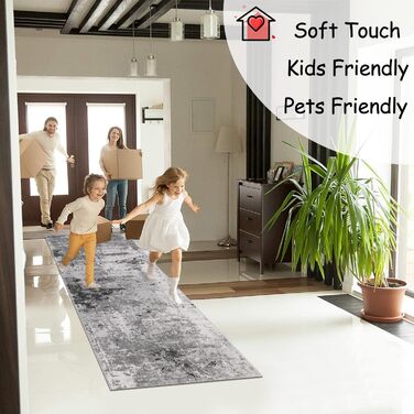 Килимок-доріжка Cekene з абстрактним принтом 80x200 см, сірий, для передпокою, миється, нековзний, для кухні, довгий килим-доріжка для входу, ванної кімнати, пральні 80 x 200 см (прямокутний), сірий